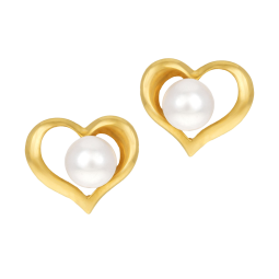 Boucles d'oreilles en or jaune et perle de culture  Boucles d'oreilles en or jaune et perle de culture